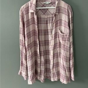 Pink Plaid Button-Up Shirt